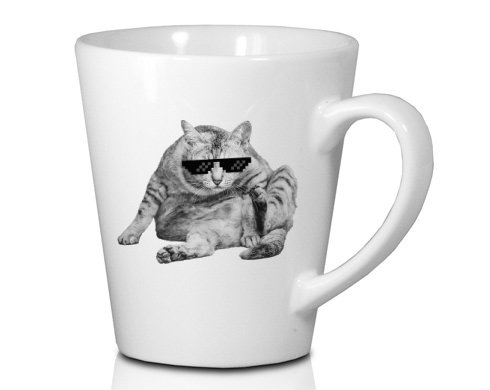 Drsná kočka Hrnek Latte 325ml - Bílá