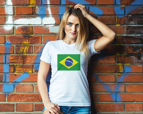 Brazilská vlajka Dámské tričko Classic - Bílá