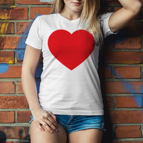Jednoduché srdce Dámské tričko Classic - Bílá