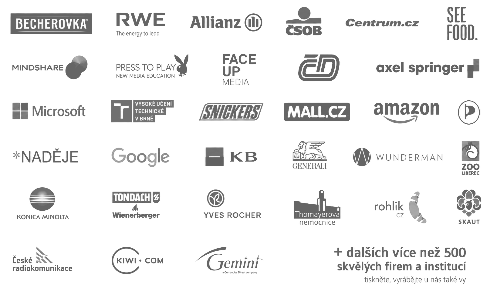 Výběr klientů včetně Microsoftu, Googlu, Amazonu, ČSOB a dalších