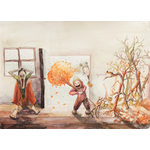 Akvarelový satirický obrázek