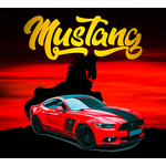 Mustang a červené pozadí