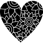 Černé srdce s bílým potiskem