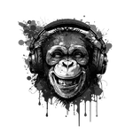 Vysmátá černobílá opice se sluch