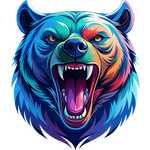 Colorful, wild, roaring bear ill