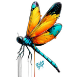 Barevná vážka – moderní ilustrac