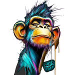 Opice – neonový portrét (Rózin D