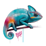 Chameleon – neonový akvarel