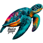 Neonová mořská želva – barevná i