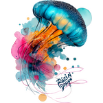 Neonová medůza – barevná moderní