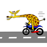 žirafa na motorce
