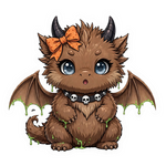 Dráček hnědý kawaii goth 