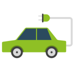 Zelené elektro auto piktogram