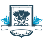 Pirátská lebka s nápisem
