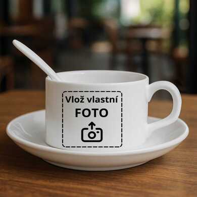 Kávový set - hrneček, talířek a lžička