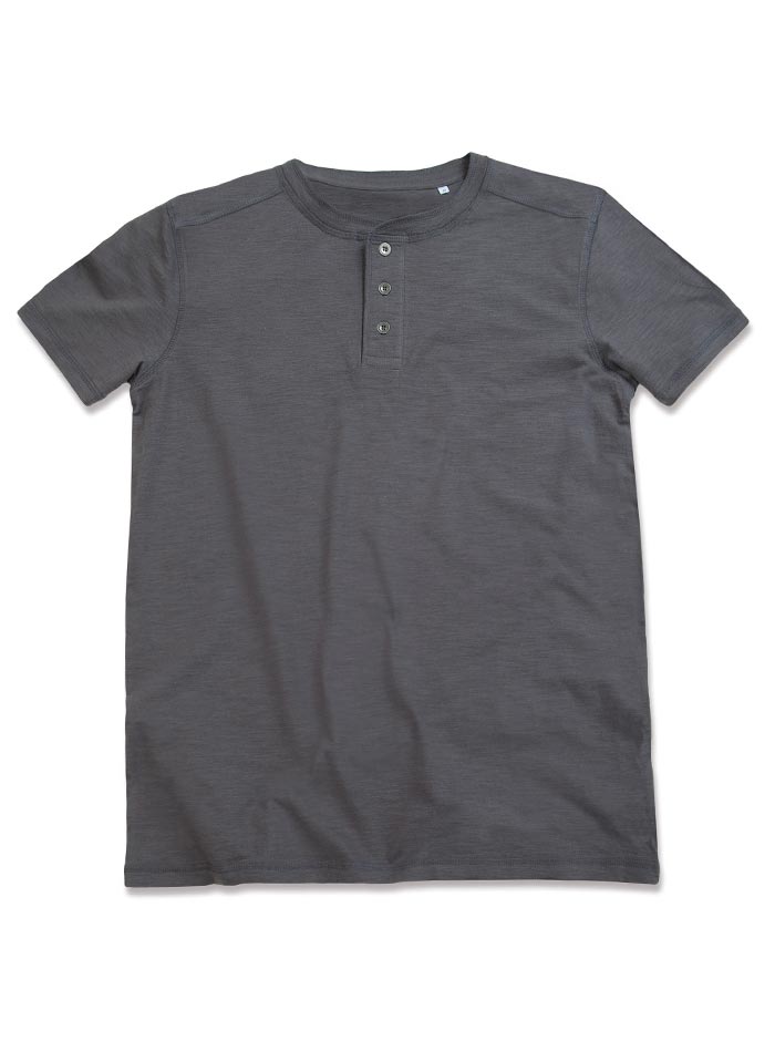 Pánské tričko Henley - Tmavě šedá M