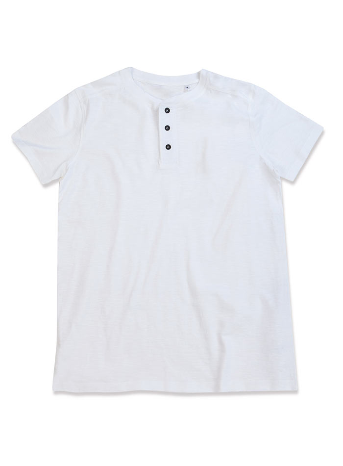 Pánské tričko Henley - Bílá M