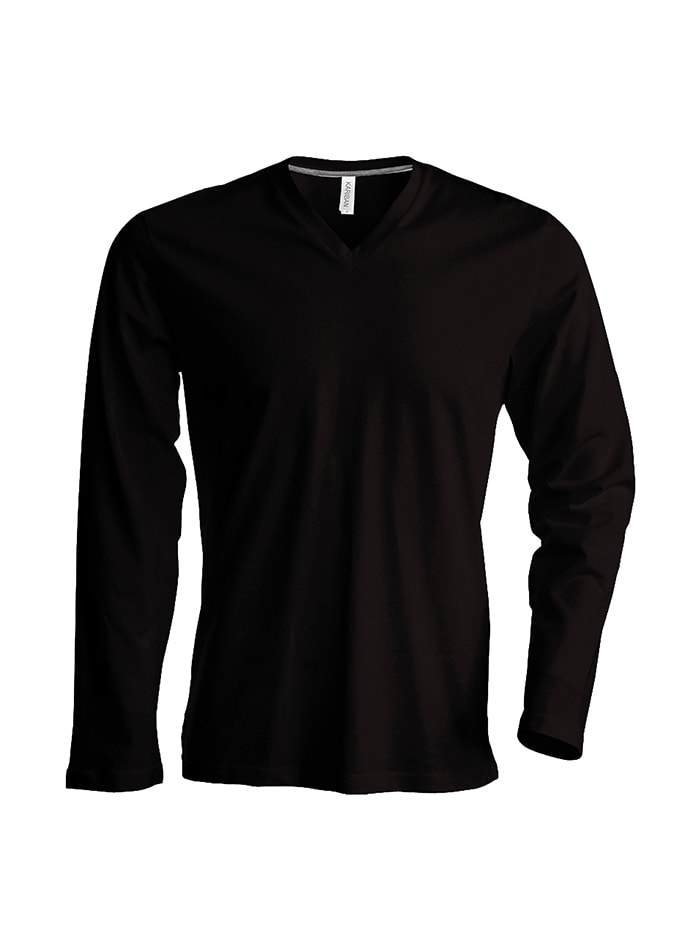 Pánské tričko Kariban dlouhý rukáv - černá 4XL