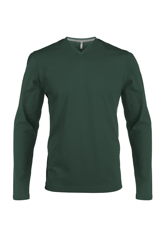 Pánské tričko Kariban dlouhý rukáv - lesní zelená L