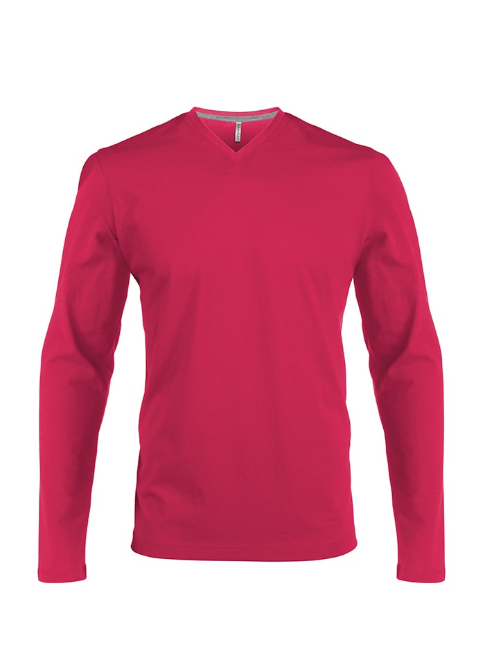 Pánské tričko Kariban dlouhý rukáv - Fuchsia XL