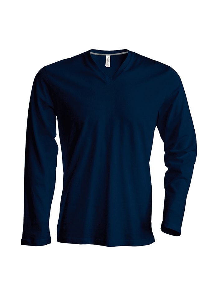 Pánské tričko Kariban dlouhý rukáv - Námořní modrá XXL