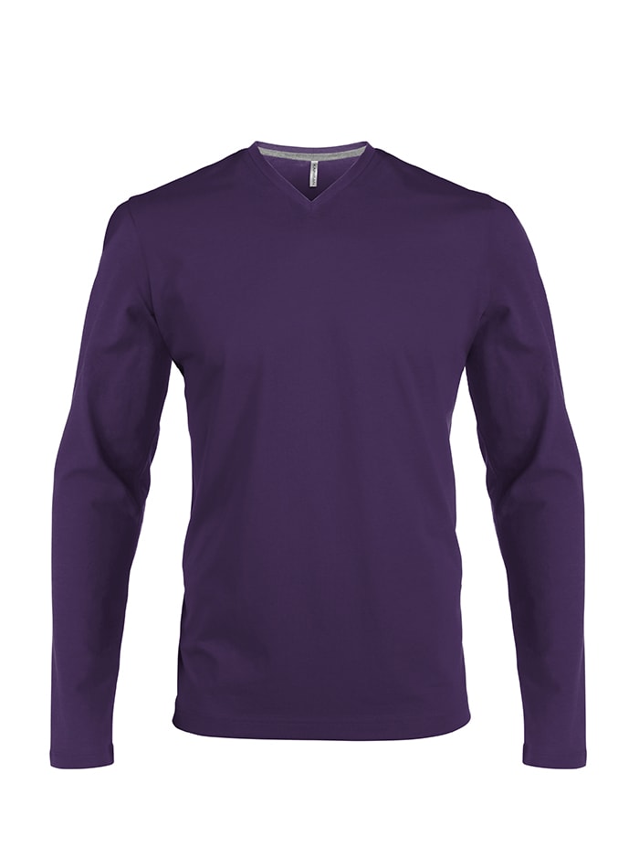 Pánské tričko Kariban dlouhý rukáv - fialová M