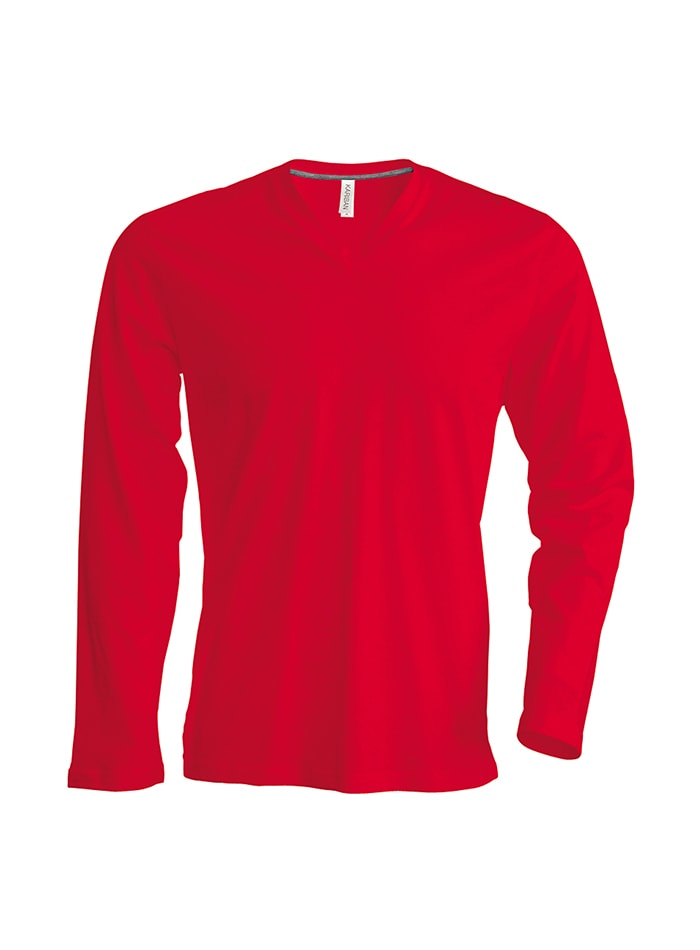 Pánské tričko Kariban dlouhý rukáv - Červená XL