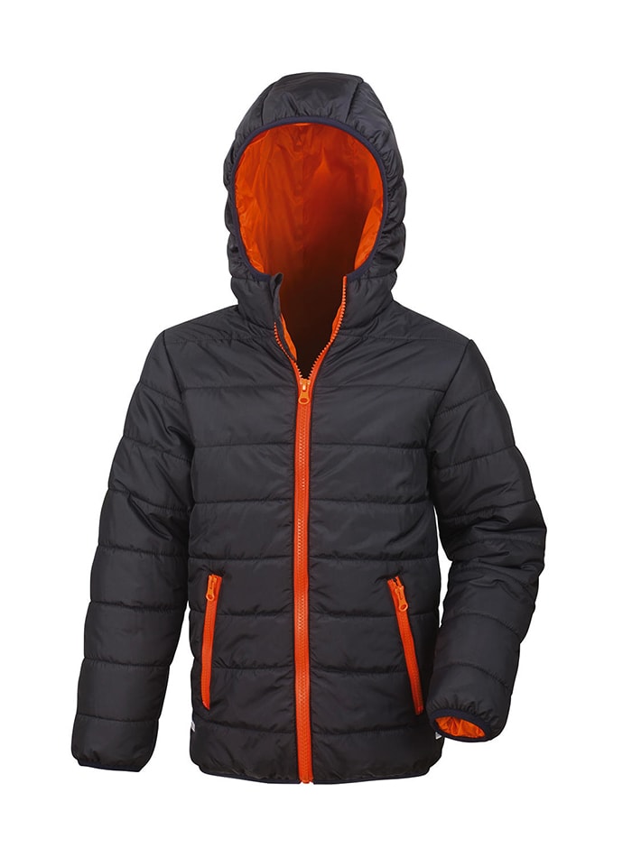 Dětská prošívaná bunda - Černá a oranžová XS