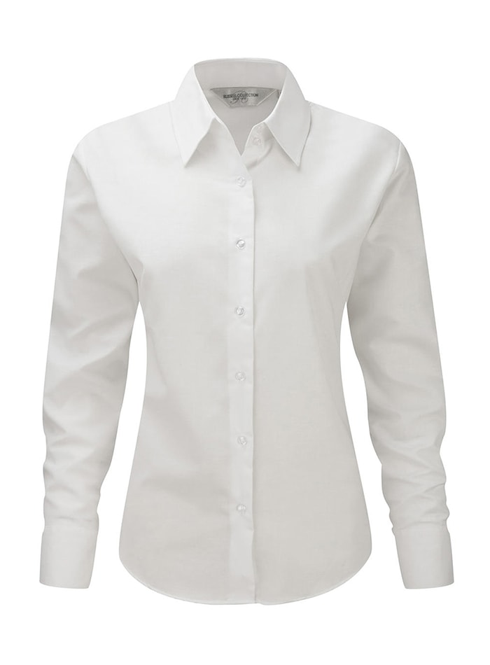 Dámská košile Oxford s dlouhým rukávem - Bílá 4XL
