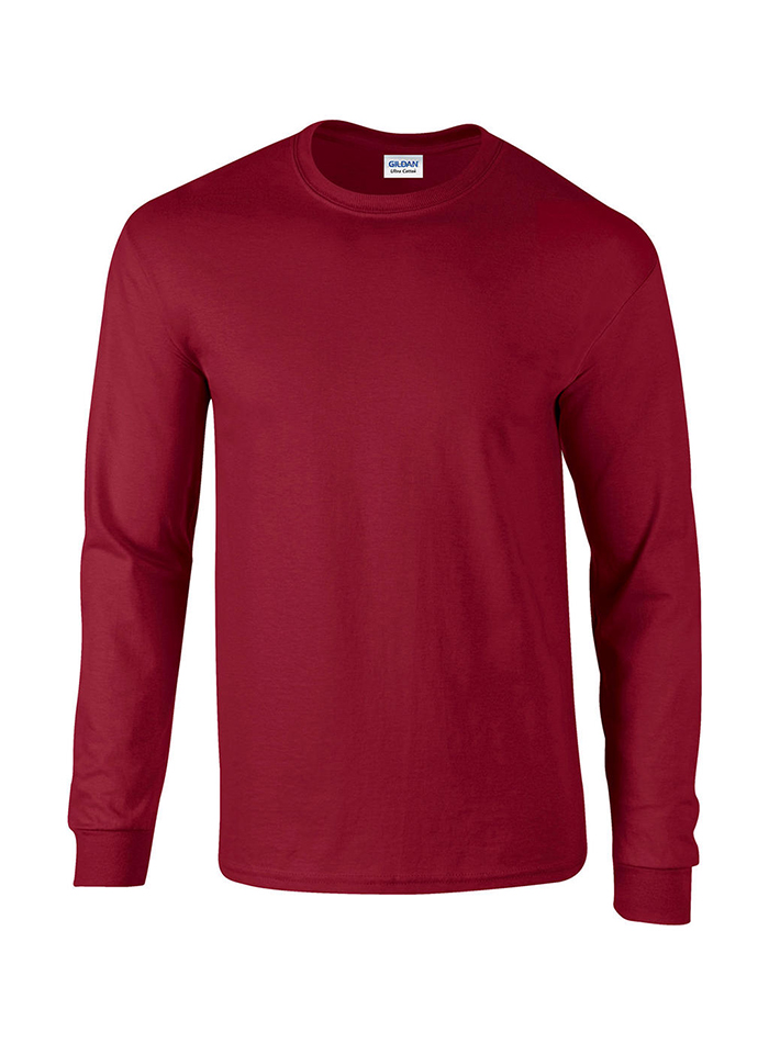 Pánské tričko s dlouhým rukávem Gildan Ultra - Tmavě červená 4XL