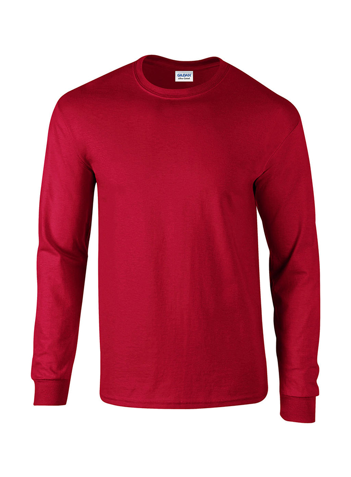 Pánské tričko s dlouhým rukávem Gildan Ultra - Červená S