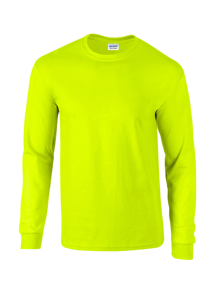 Pánské tričko s dlouhým rukávem Gildan Ultra - Neonově žlutá M