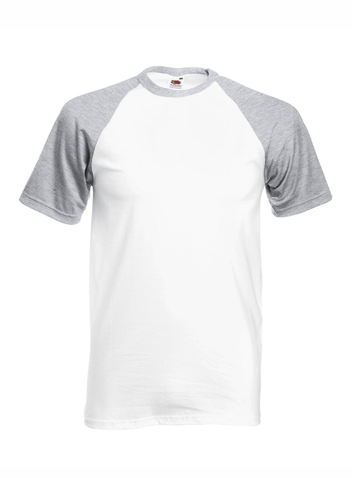 Pánské tričko Fruit of the Loom Baseball - Bílá/šedý melír XL