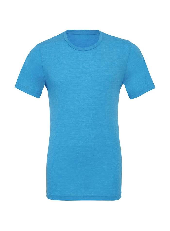 Nemačkavé žíhané tričko Bella+Canvas - Azurově modrá žíhaná L