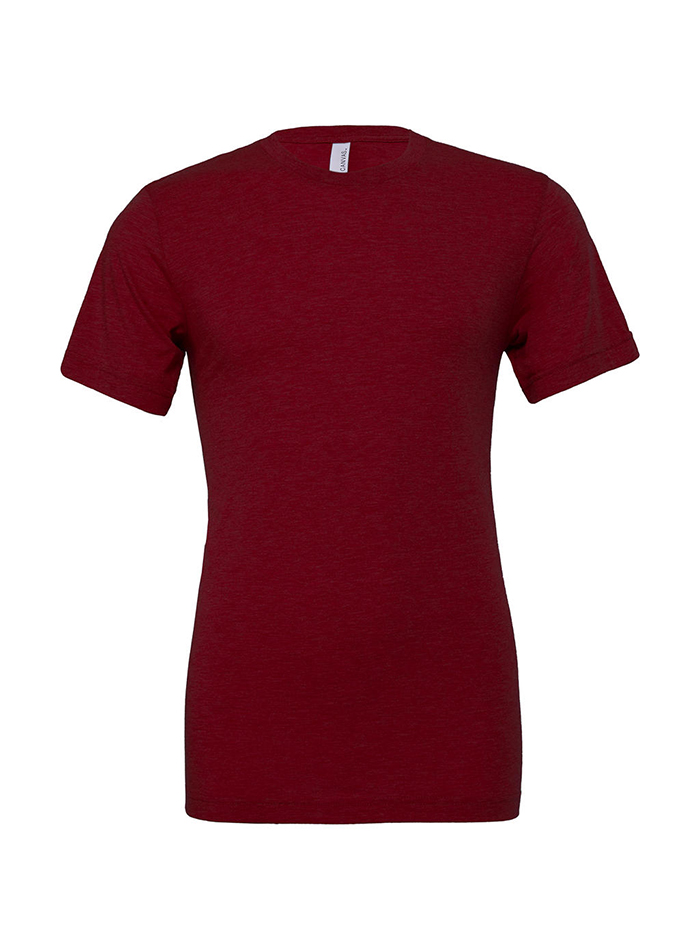 Nemačkavé žíhané tričko Bella+Canvas - Tmavě červená XXL