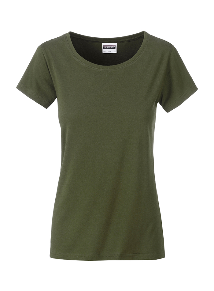 Dámské tričko Basic Organic - Olivově zelená XL