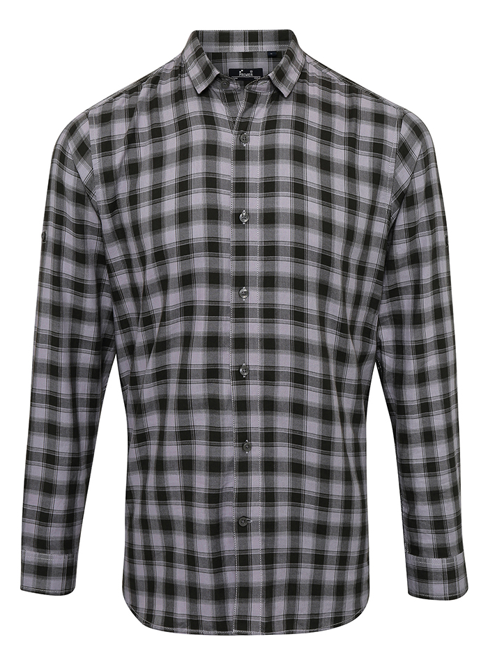 Pánská kostkovaná košile Mulligan - Šedá a černá XL