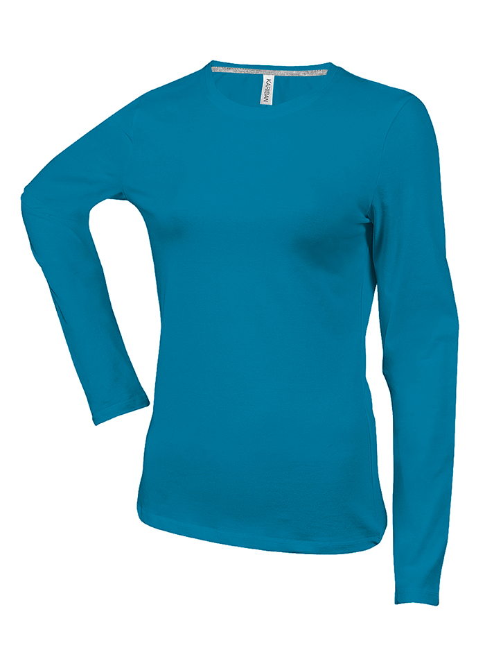 Dámské tričko Kariban Long - Azurově modrá žíhaná M