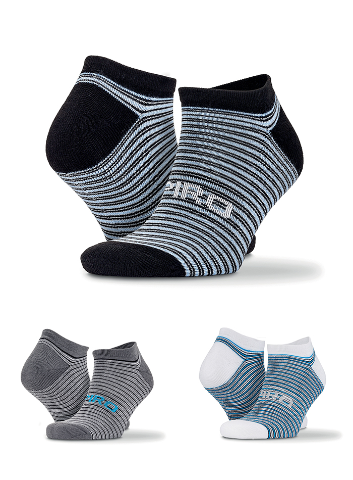 Pruhované ponožky - 3 páry - Černá S/M