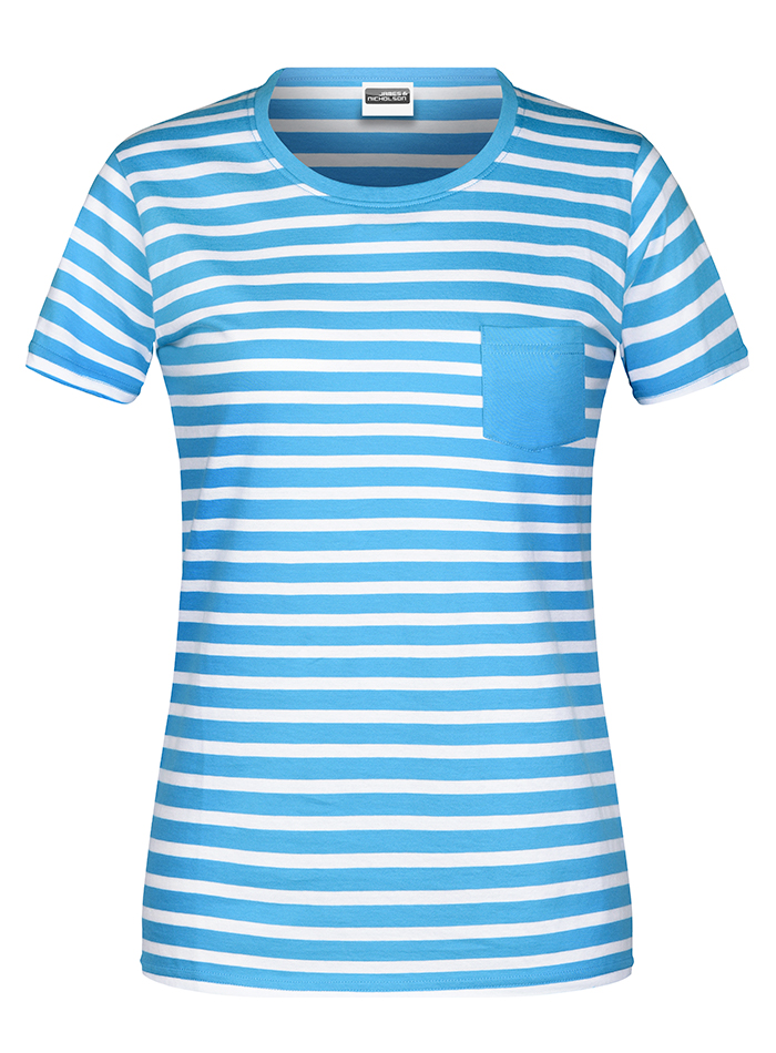 Dámské pruhované tričko - Modrá s bílou L