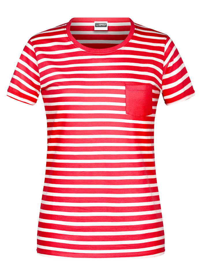 Dámské pruhované tričko - Červená a bílá L