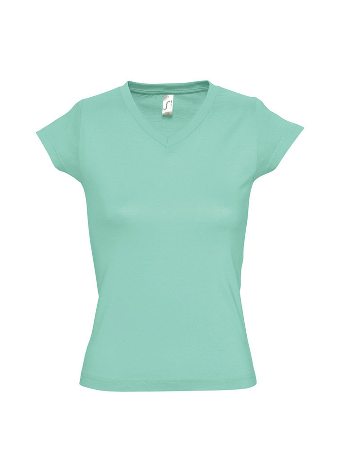 Tričko s výstřihem do V - Mentolově zelená XL