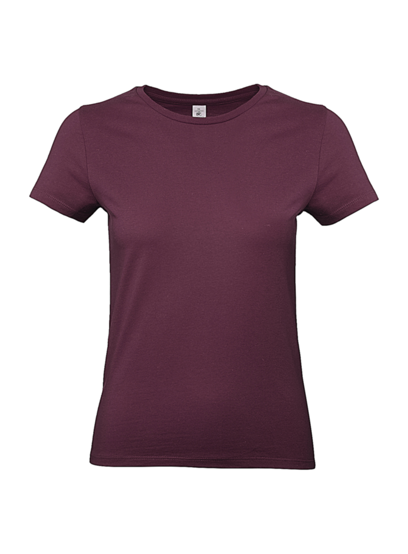 Silnější bavlněné dámské tričko B&C Collection - bordó XL