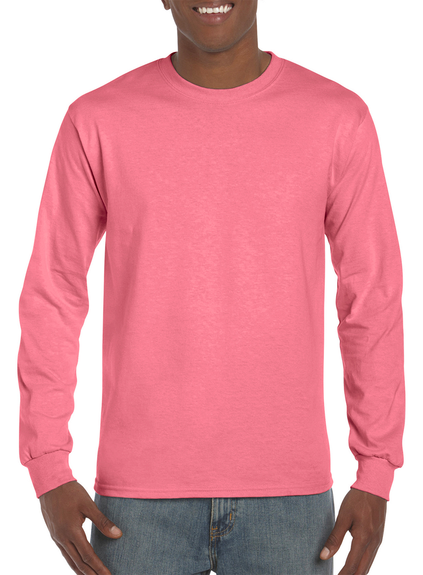 Pánské tričko s dlouhým rukávem Gildan Hammer - Zářivá růžová XL