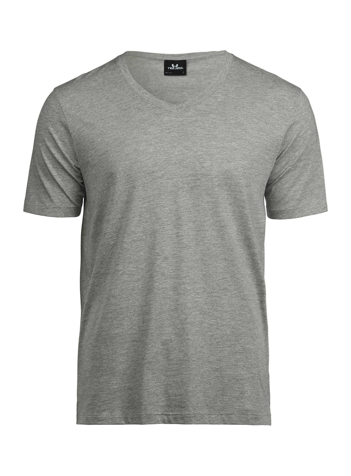 Pánské tričko s výstřihem do V Tee Jays - šedý melír L