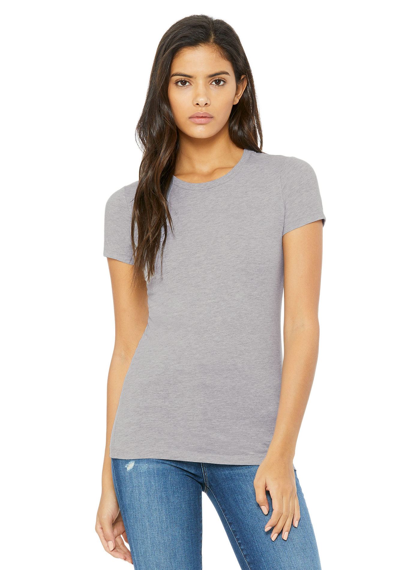 Dámské prodloužené tričko Bella + Canvas Favorite - Světle šedý melír S