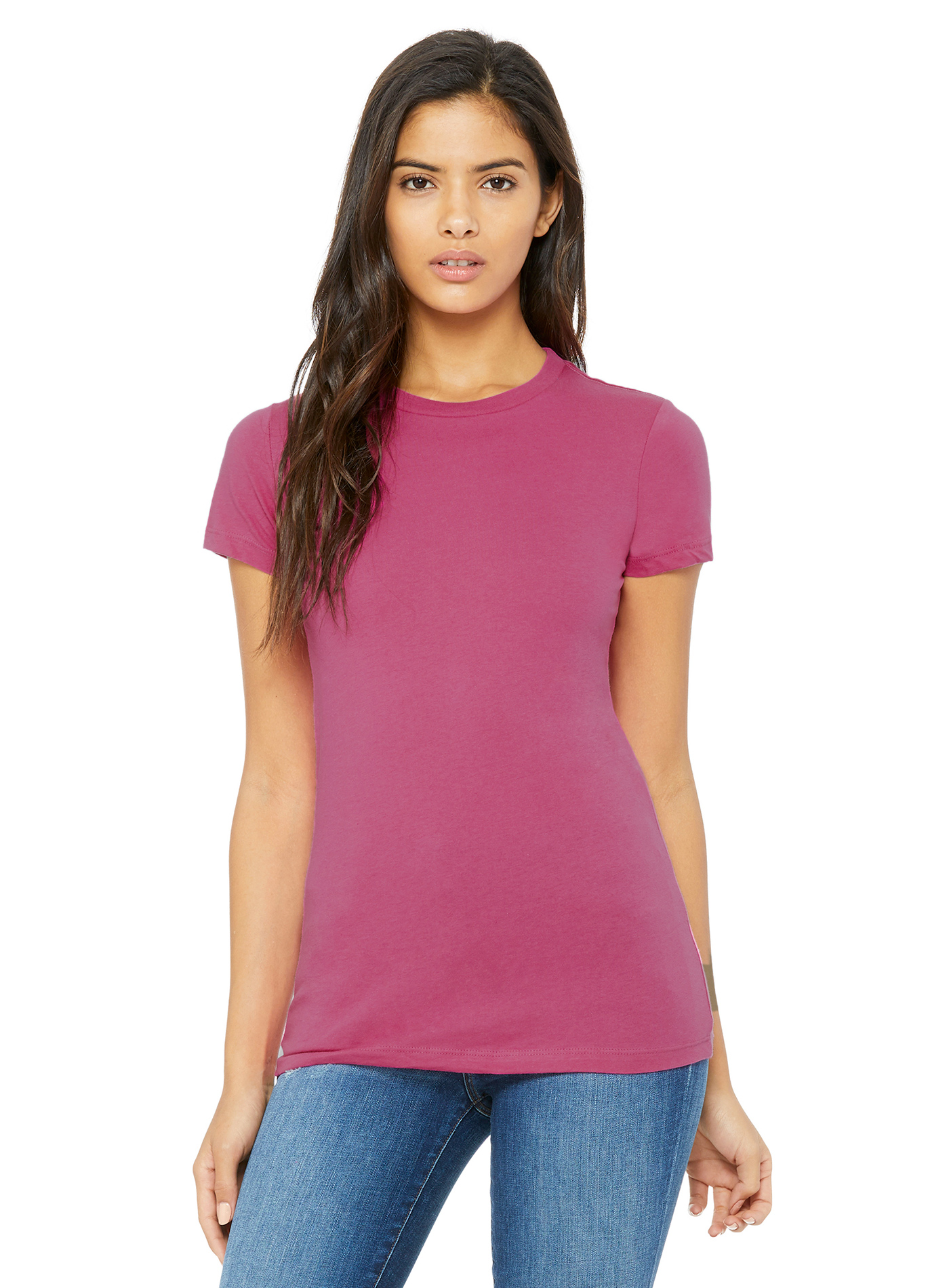 Dámské prodloužené tričko Bella + Canvas Favorite - Růžový melír L