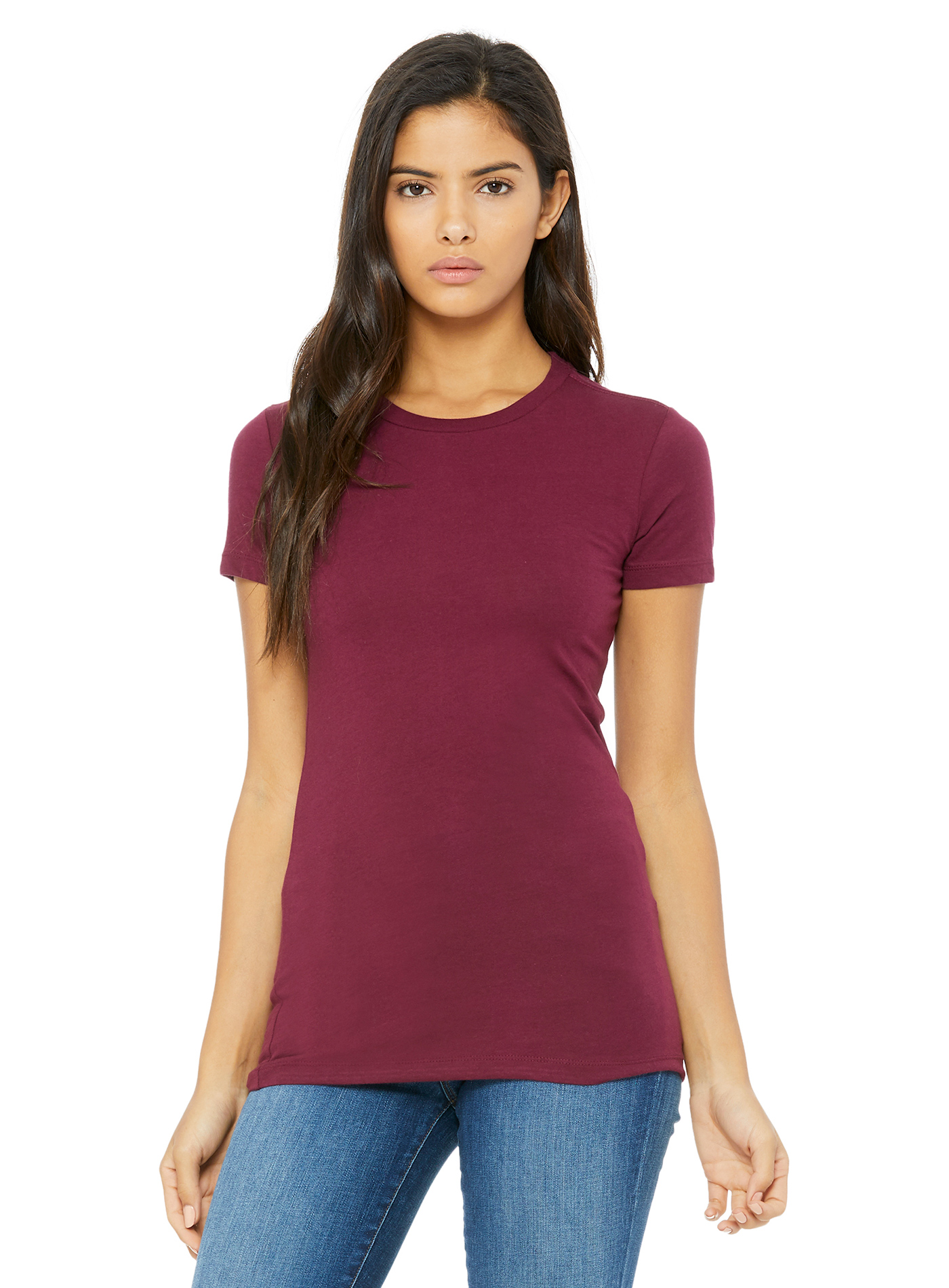 Dámské prodloužené tričko Bella + Canvas Favorite - Červenofialová XL