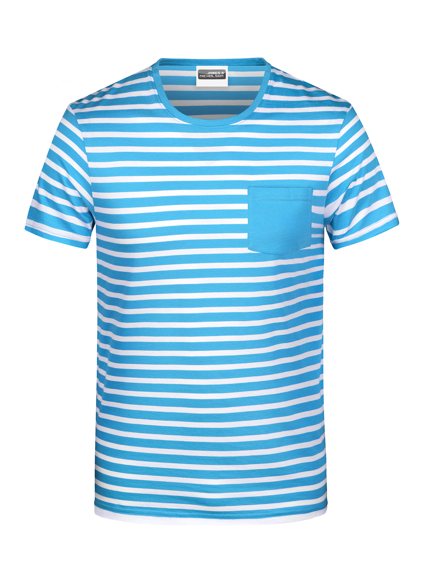 Pánské pruhované tričko James & Nicholson - Modrá s bílou XL