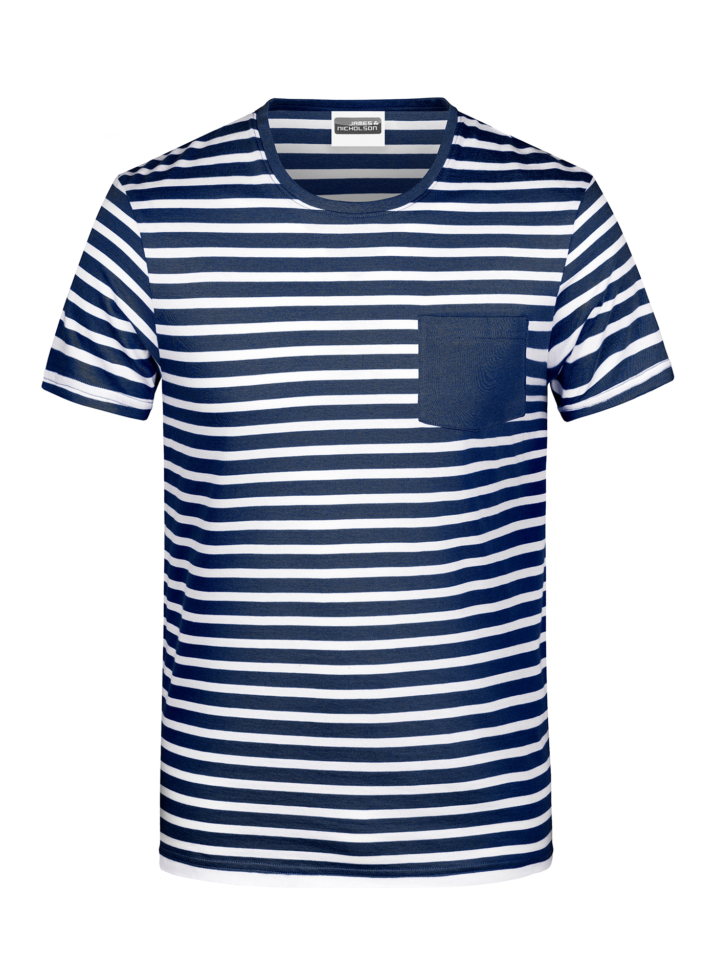 Pánské pruhované tričko James & Nicholson - Tmavě modrá a bílá S